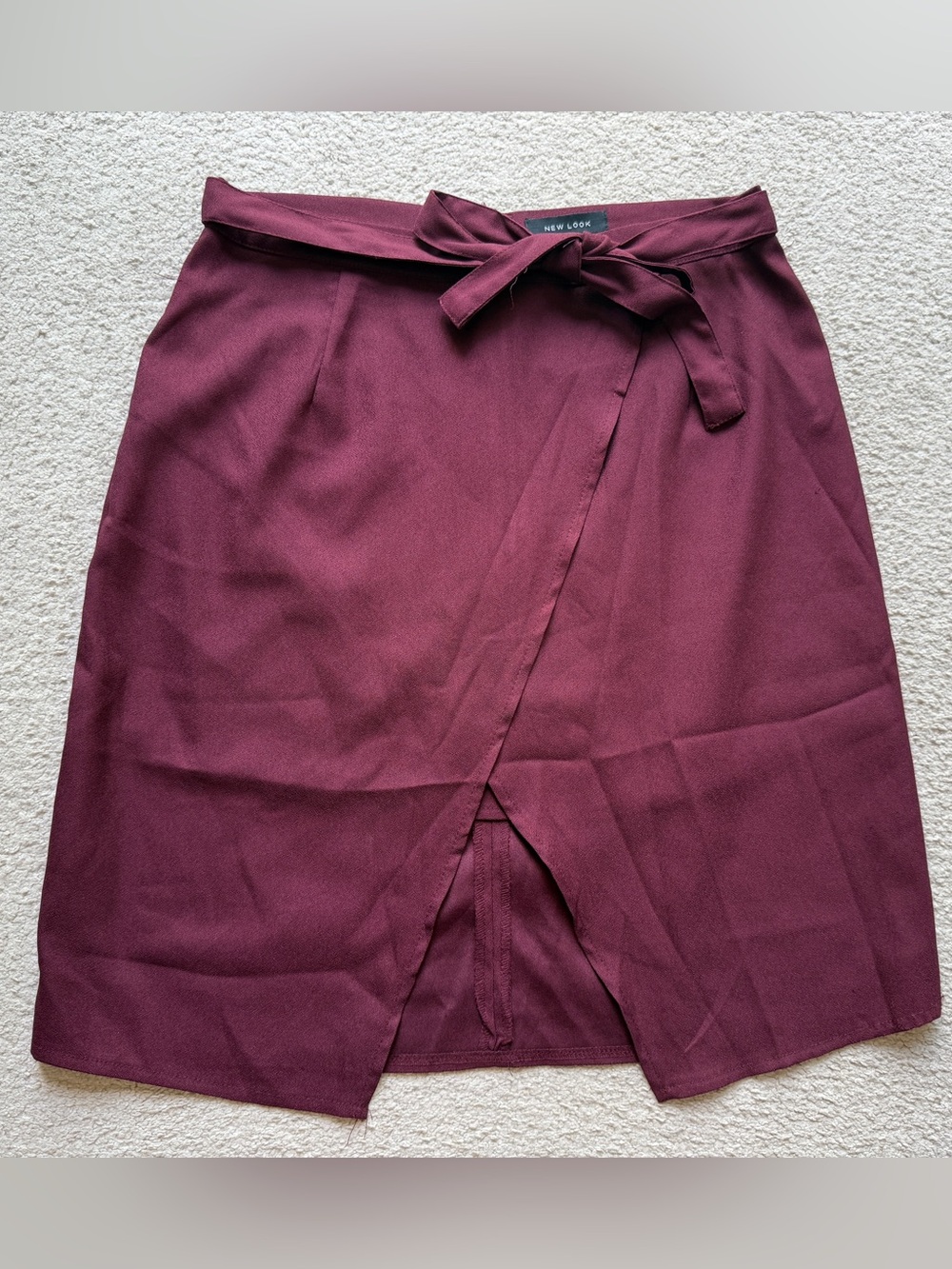 New Look Magenda Wine Burgundy Tie Waist Front Slit Skirt Size 8 New